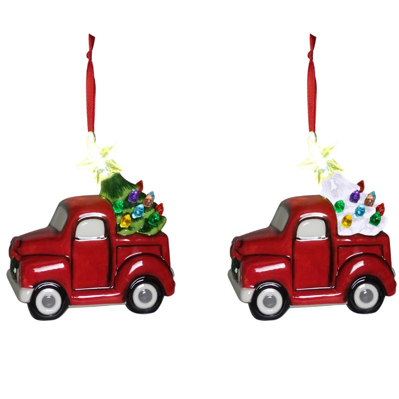 Red Truck Ceramic Ornament